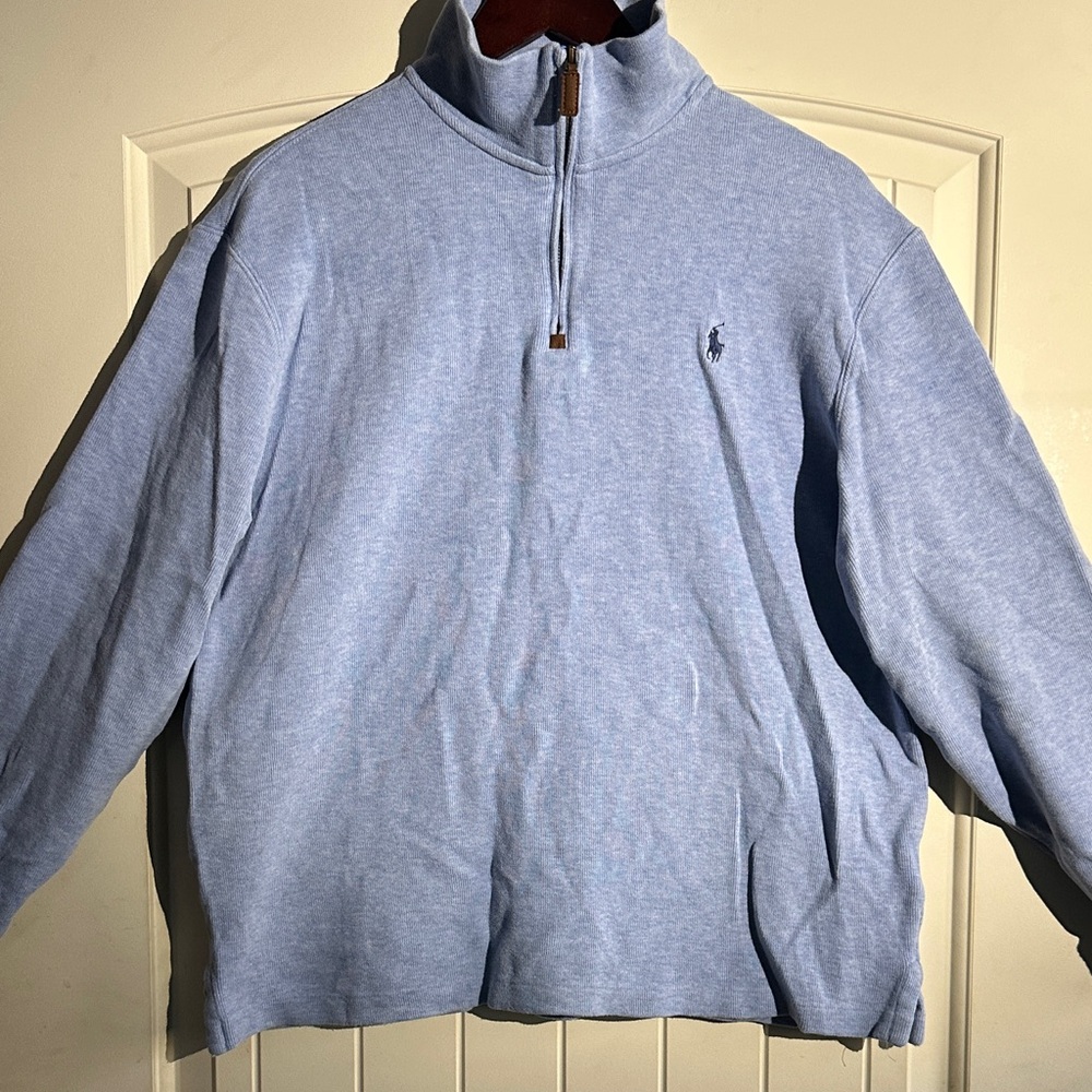 Polo by Ralph Lauren Men's Sky Blue Zip-Up Sweater